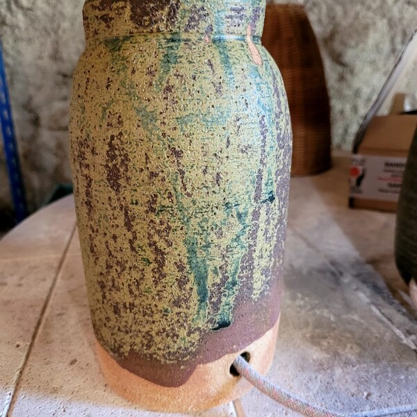 Clay lamp base green