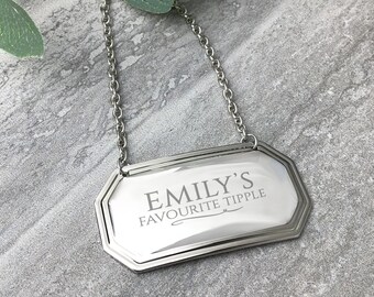 Personalised engraved wine bottle label, decanter spirit bottle label gift idea for a birthday, Christmas or wedding anniversary 7945-1