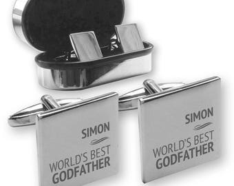 Engraved Chrome Case Personalised Santa Christmas Mens Christmas Cufflinks