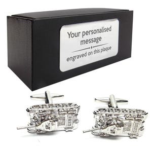 Panzer Tank Pewter Cufflinks and Tie Clip Set Military Gift Boxed 260 