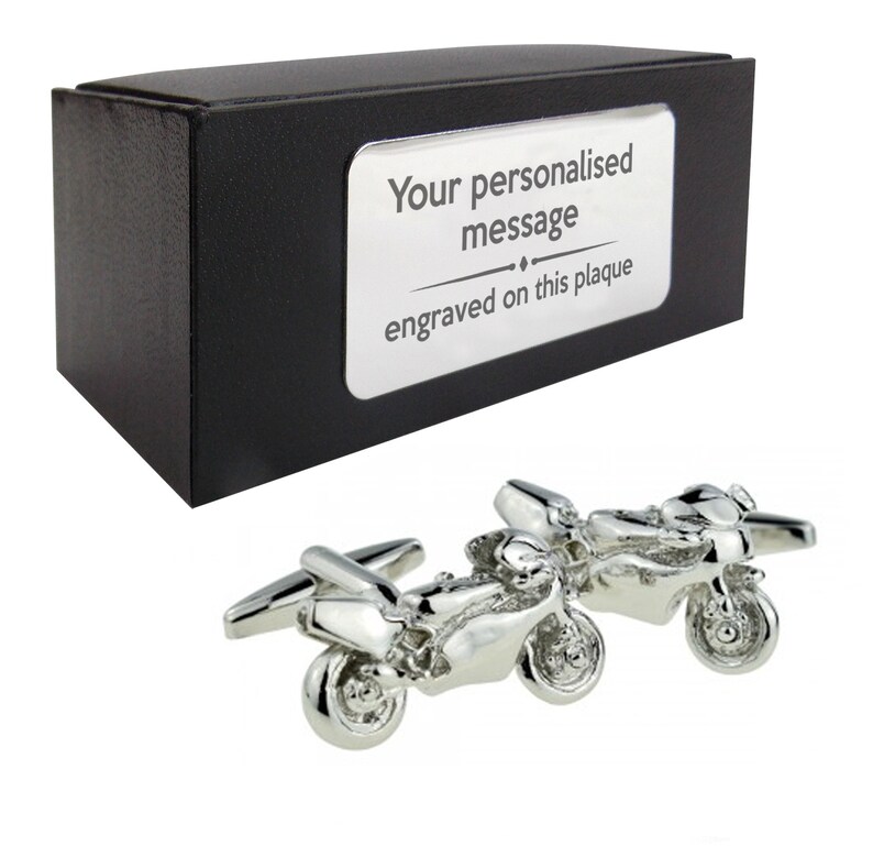 Bike motorcycle 216n Personalised box option racing bike biker NOVELTY CUFFLINKS gift idea