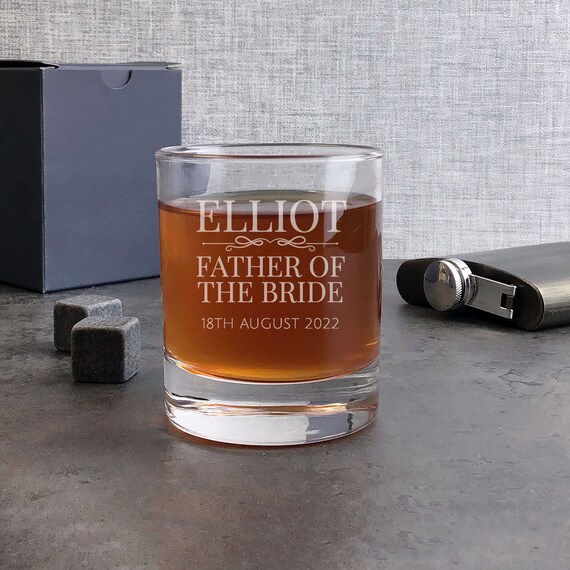 Personalised Engraved Whiskey Glass tumbler father of the bride Groom gifts 
