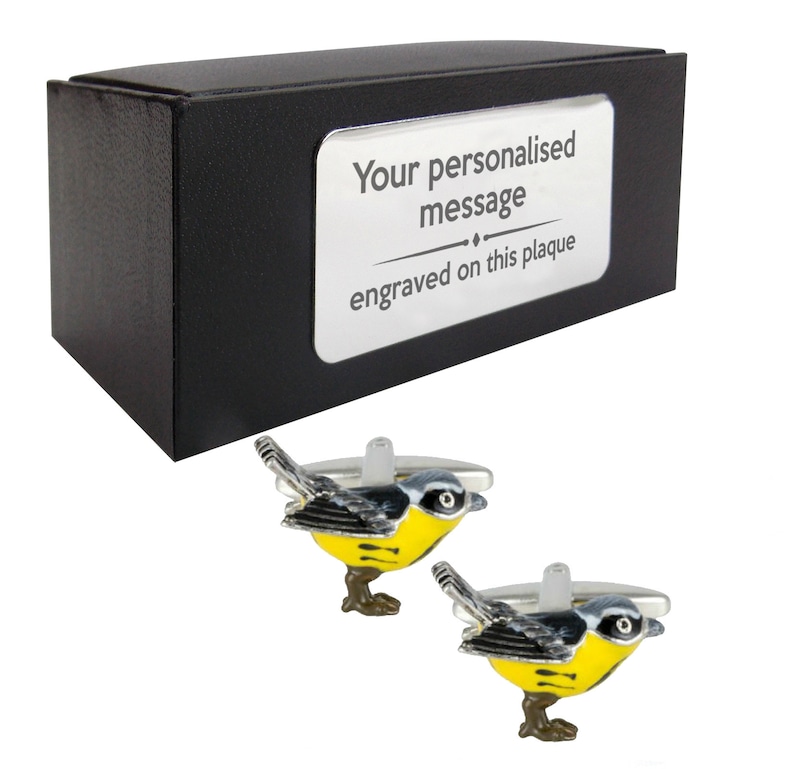 presentation box PERSONALISED ENGRAVED plate Bird 1495 bird watcher CUFFLINKS gift