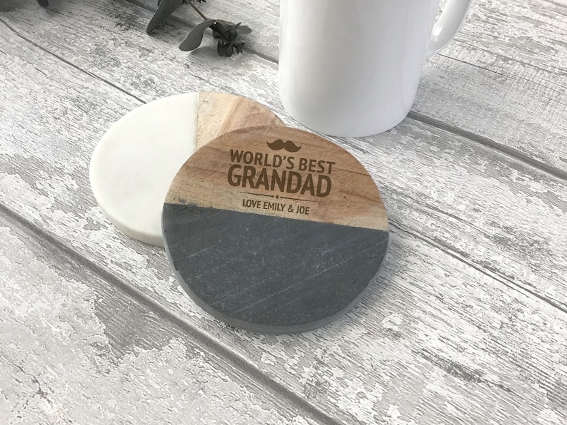 WB0-WB Engraved coaster gift slate /& wood drinks mat personalised World/'s Best