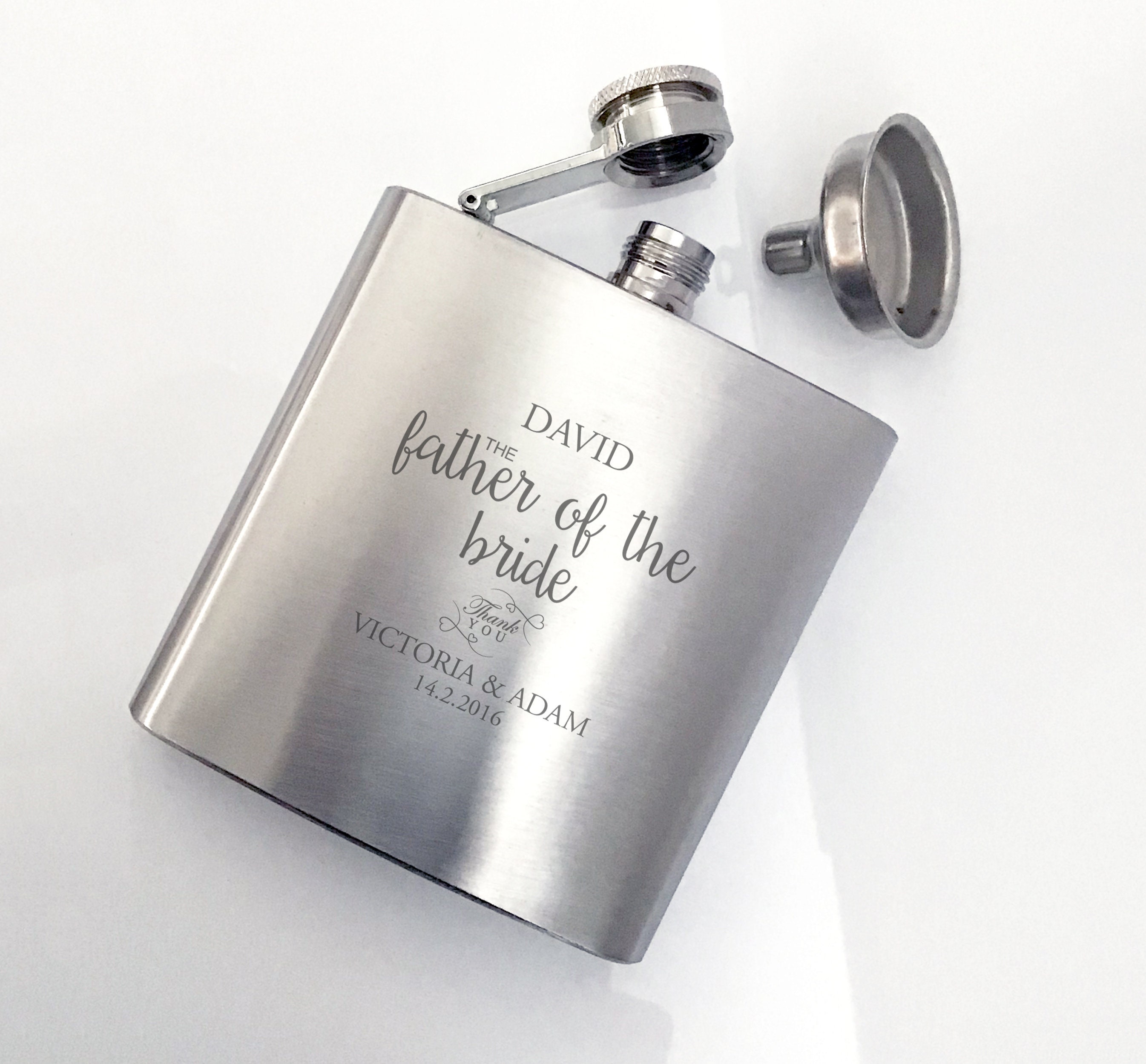 Great Wedding Thank You Gifts Laser Engraved Personalised Hip Flask Birthda...