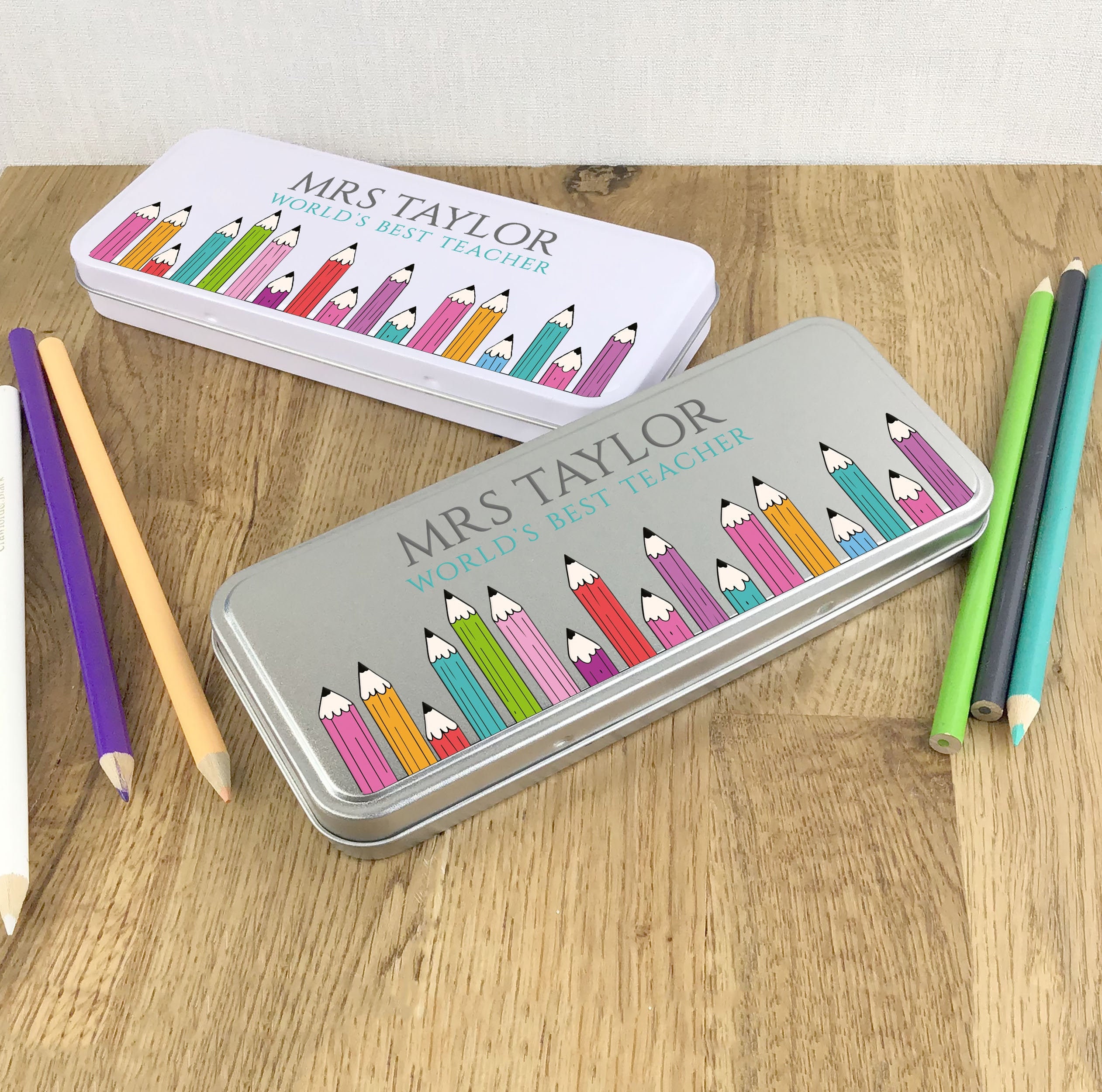 Idée cadeau enseignant personnalisé étui en étain crayon | Etsy