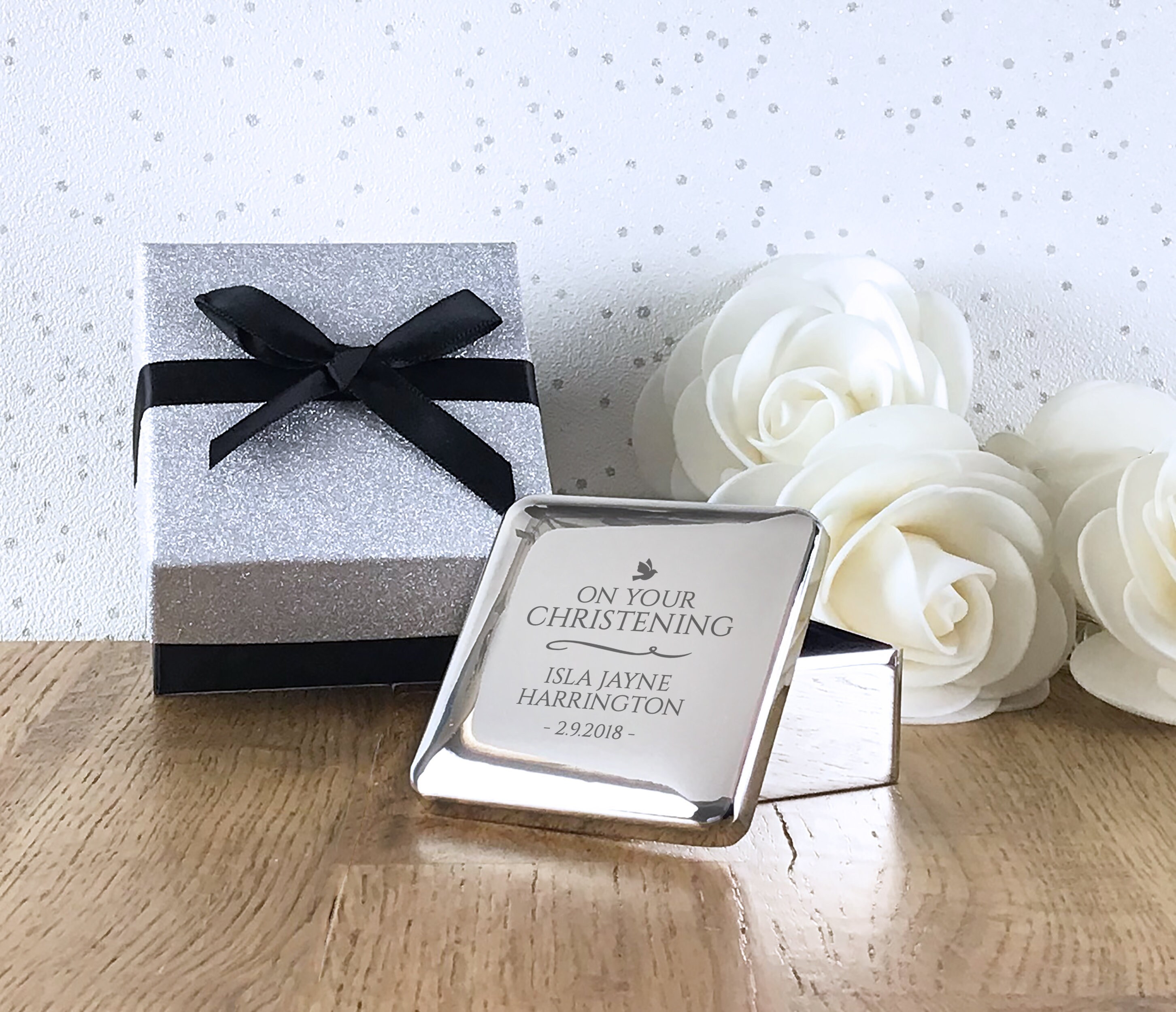 Engraved CHRISTENING baptism silver plated trinket box Etsy