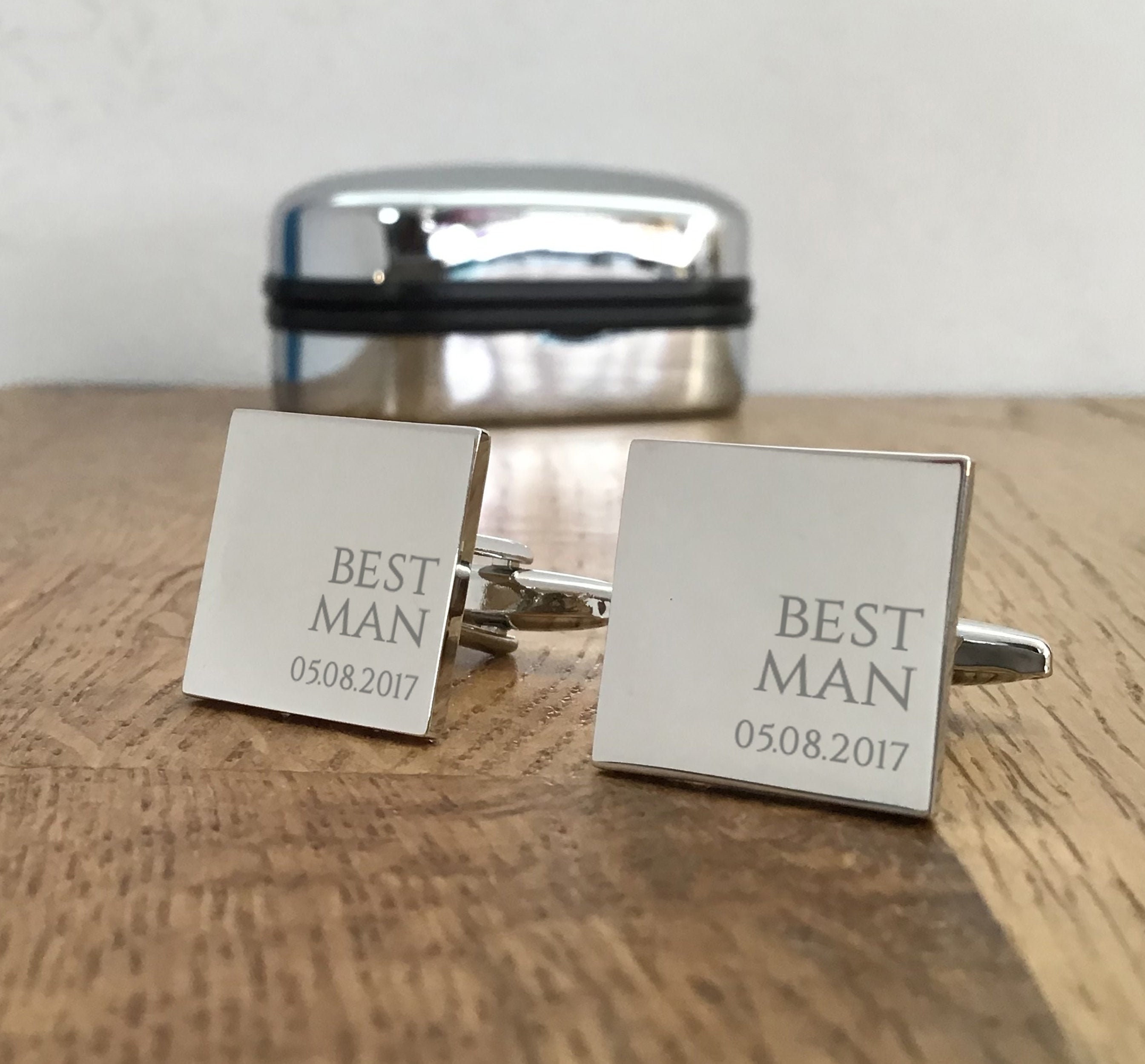 Select Gifts Cuff Links Wedding Cufflinks~Father of The Bride Black Wedding Engraved Personalised Box 