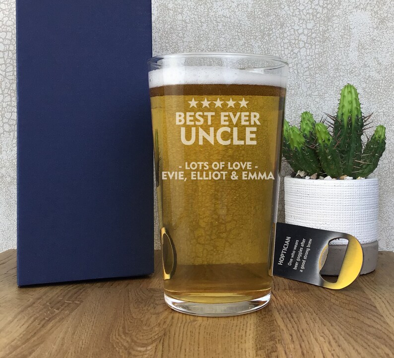 Laser Engraved UNCLE Pint Glass Gift Personalised Beer Glass Etsy