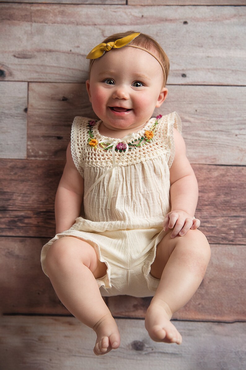 Baby Girl Dress and Ruffle Bloomers Boho Baby Set Natural Cotton