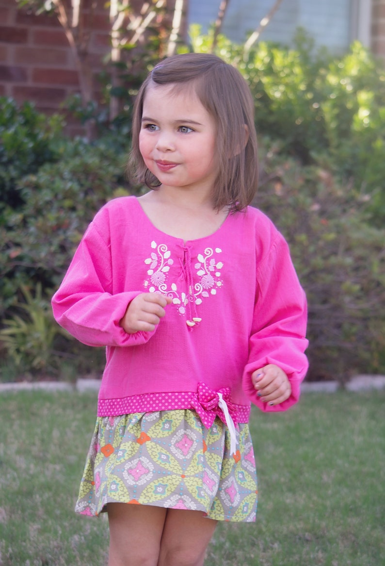 Geometric Hand Embroidered Cotton Dress for Girl
