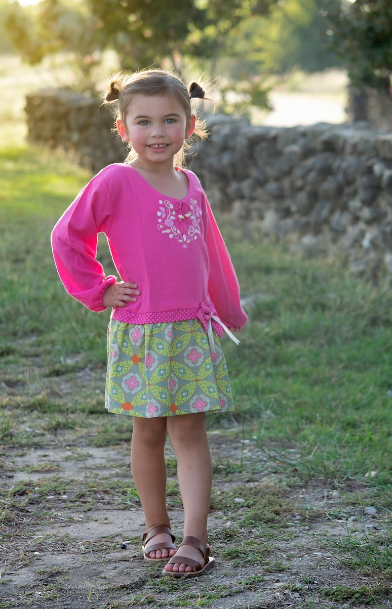 Geometric Hand Embroidered Cotton Dress for Girl