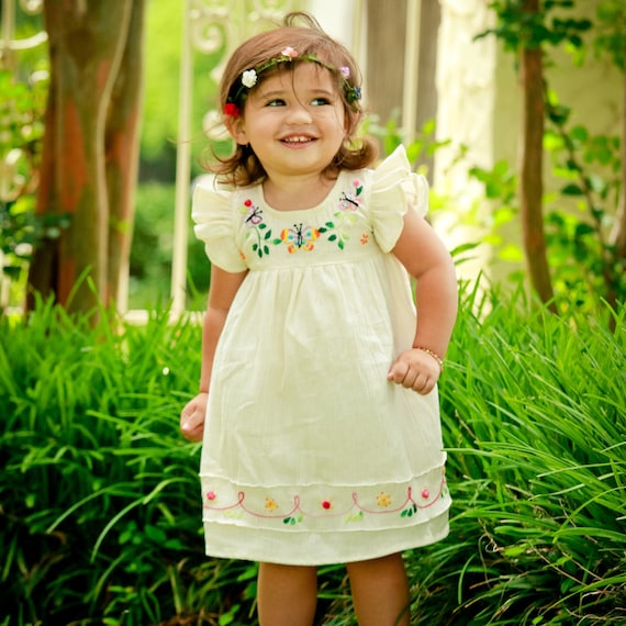 Butterfly embroidered dress best sale