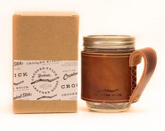 Leather Coffee Mug- Dark Brown Leather FREE SHIPPING