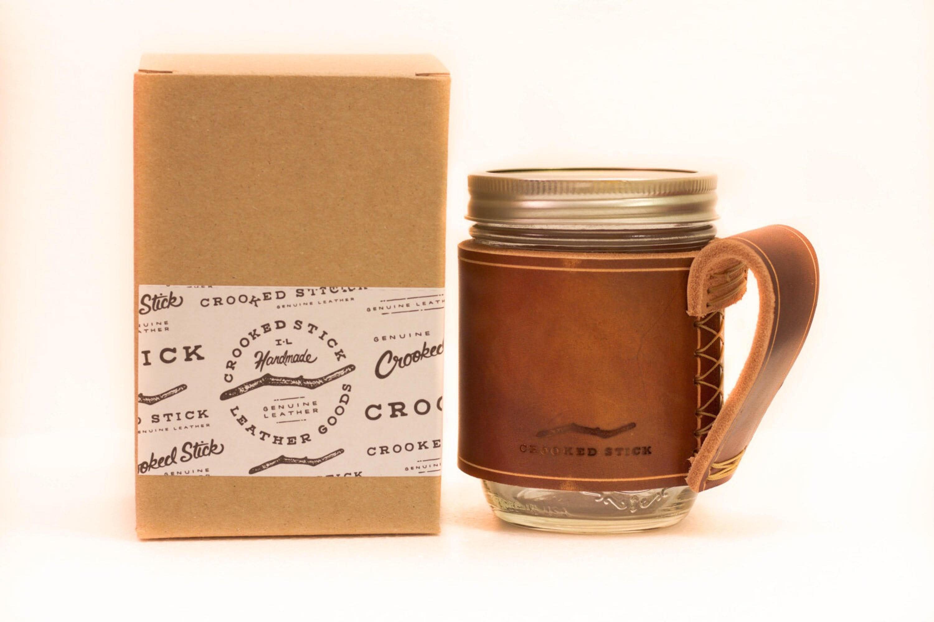 20 oz. Leather-wrapped Coffee Mug with Lid – Aux Petits Soins™