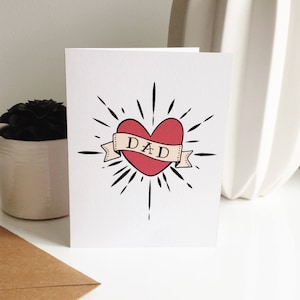 Papa Tattoo stijl Card | Vaders dag | Viering | Verjaardag Card | Papa cadeaus | Tattoo Card | Sailor Jerry Tattoo | Beste papa | Favoriete vader | Papa