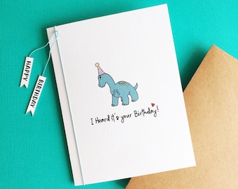 I Heard It's Your Birthday Dino Card | Happy Birthday | Party Animal Card | Fun Card | Birthday Wishes | Dinosaur Card | Handmade Card