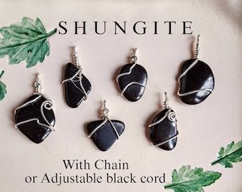 Ciondolo Shungite, Ciondolo Shungite argento, Ciondolo pietra nera, Ciondolo protezione, Ciondolo uomo con pietra, Gioielli Shungite