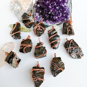 Elite Shungite pendant, Emf Protector Necklace, Black Stone Pendant, Shungite Copper Necklace, Raw stone pendant, Stone pendant men