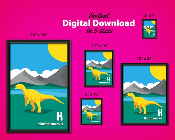 Hadrosaurus - DIGITAL DOWNLOAD - Dinosaur Kids Room Decor - Dino