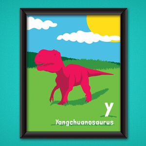 Cartel alfabeto de dinosaurios - Yangchuanosaurus - DIGITAL descargar - niños Nursery Room Decor - imprimible Dino pared arte - ABC Jurásico - letra Y