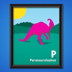 Dinosaur Alphabet Poster - Parasaurolophus - DIGITAL DOWNLOAD - Kids/Nursery Room Decor - Printable Dino Wall Art - Jurassic ABC - Letter P