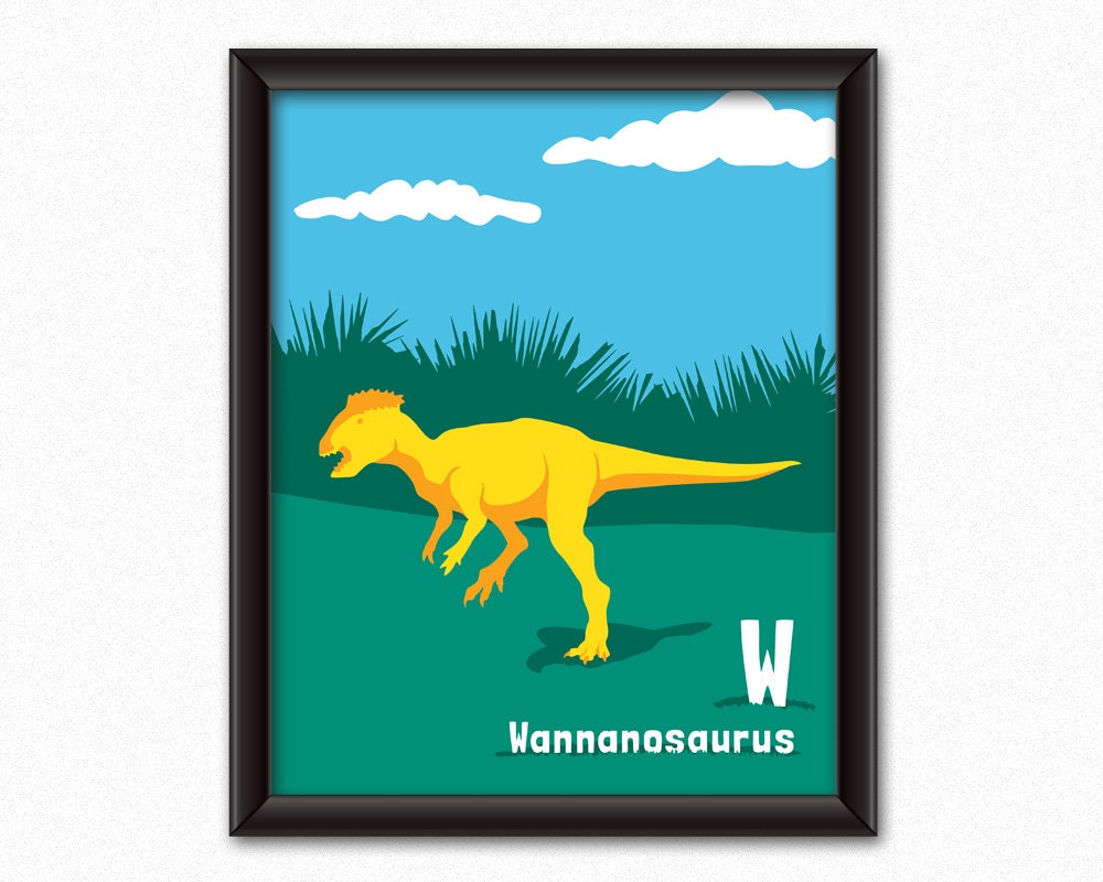Dinosaur Alphabet Poster - Wannanosaurus - DIGITAL DOWNLOAD - Kids