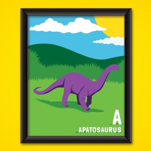 Los niños del dinosaurio Apatosaurus cartel - descargar - Room Decor - arte de la pared de Dino - sala vivero - alfabeto de dinosaurios