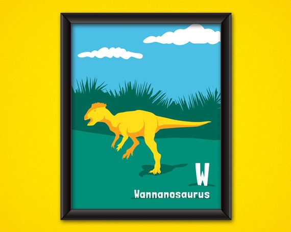 Dinosaur Alphabet Poster - Wannanosaurus - DIGITAL DOWNLOAD - Kids