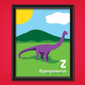 DESCARGAR cartel alfabeto de dinosaurios - Zigongosaurus - DIGITAL - niños y guardería sala Decor - imprimible Dino pared arte - ABC Jurásico - letra Z