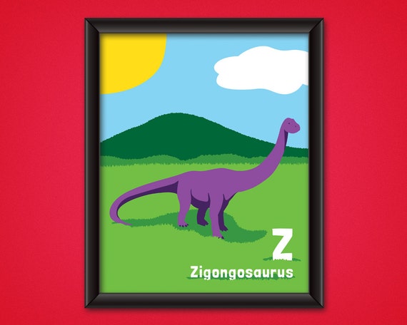 Dinosaur Alphabet Poster - Zigongosaurus - DIGITAL DOWNLOAD - Kids