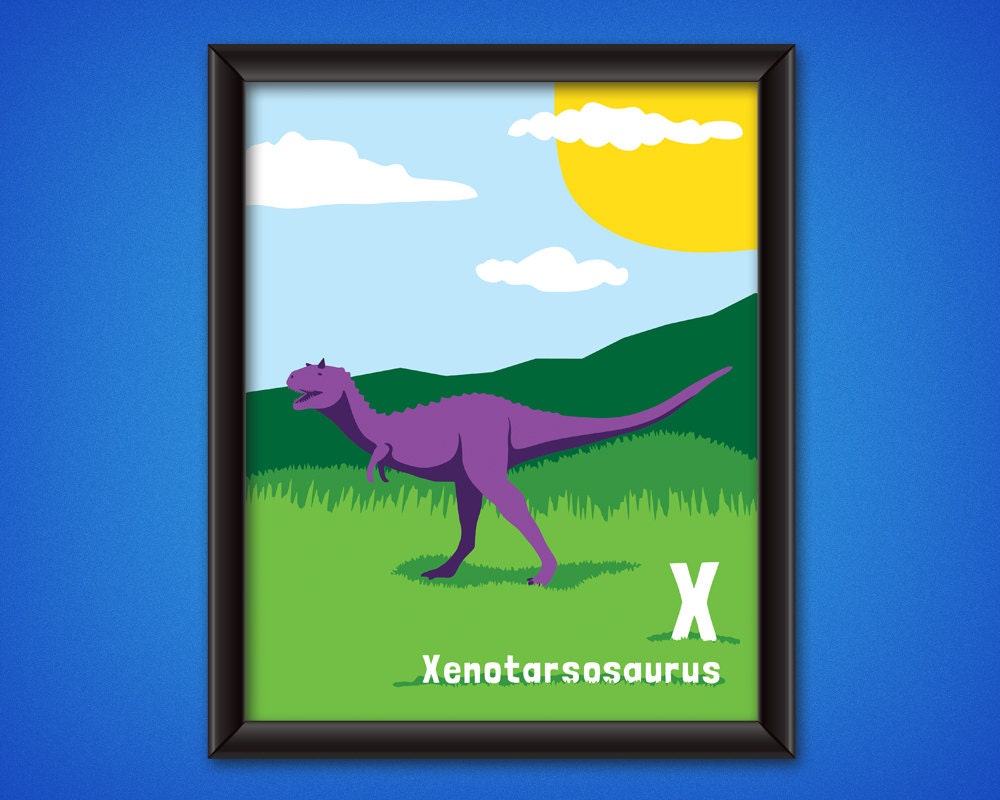 Dinosaurier Alphabet Poster Xenotarsosaurus Digitale Etsy