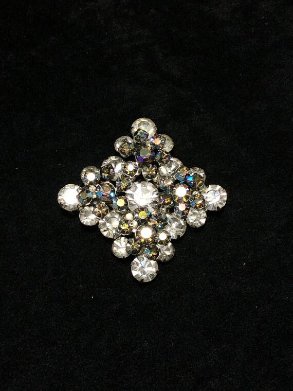 Super Sparkly Vintage Brooch Black Aurora Boreali… - image 2