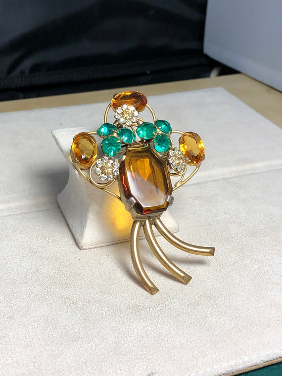 RARE Vintage Fur Clip by Fred A. Block Rhinestone