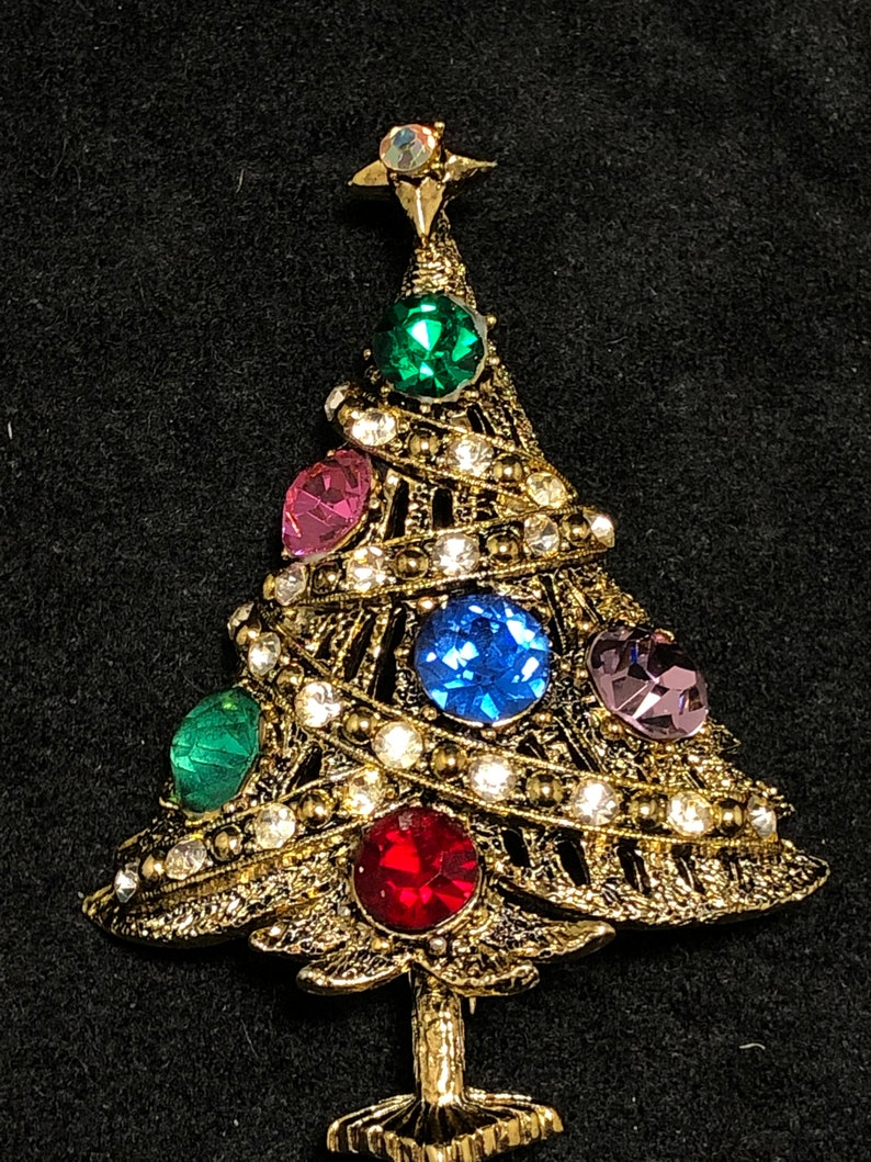 Hollycraft Christmas Tree Brooch Vintage Etsy