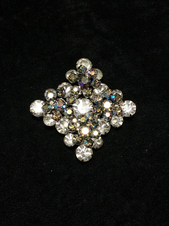 Super Sparkly Vintage Brooch Black Aurora Boreali… - image 3