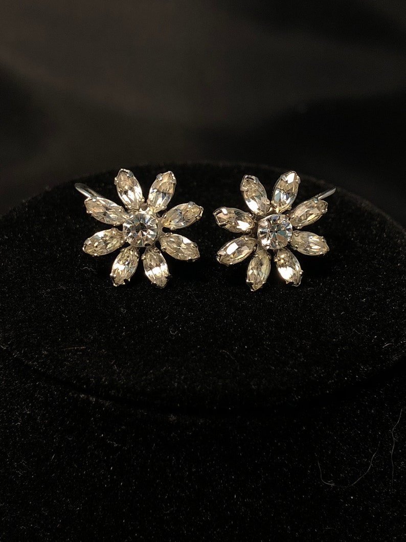 Vintage Kremtentz Marquise Choker and Flower Screw-back Earrings