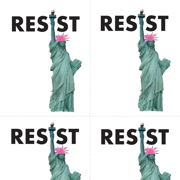 PROTEST POSTCARDS- "Pussyhat Statue of Liberty Resist "