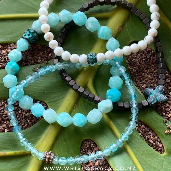 SALE - LIMITED TIME - Wristocracy - Brazilian Amazonite, Apatite, Hex Hematite