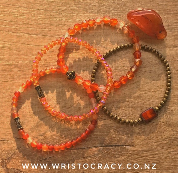 Wristocracy - Red Jasper, Calcite & Crystal Bracelets (set of 3)