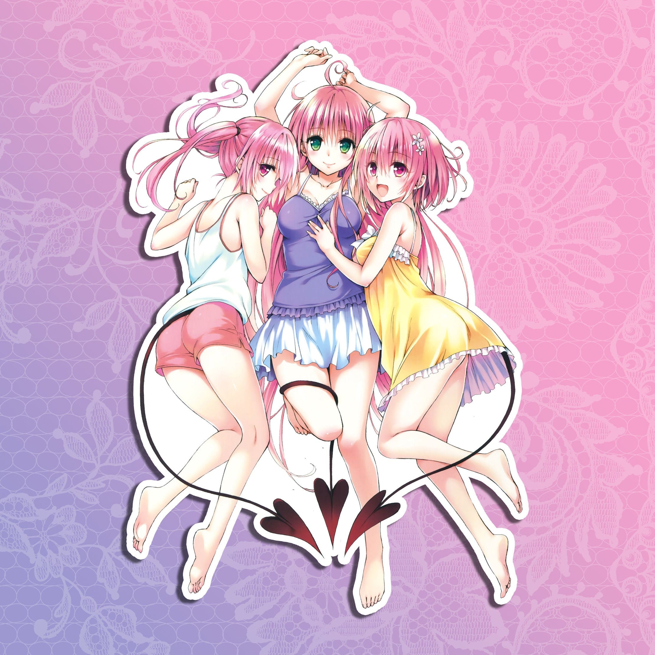 Deviluke Sisters Lala Momo And Nana Vinyl Sticker To Love Ru Etsy Uk
