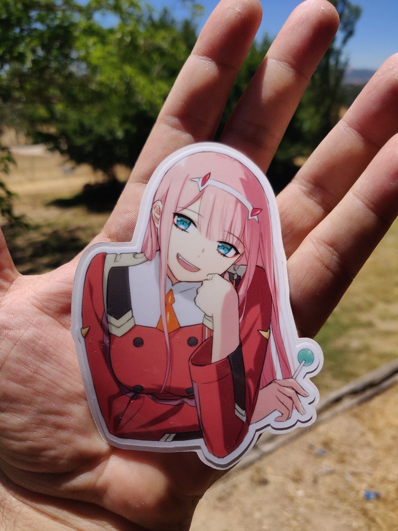 zero two vinyl sticker version 2 darling in the franxx anime etsy
