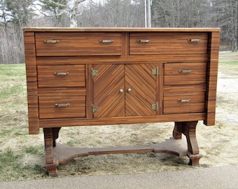 Antique Tramp Art Folk Art Cigar Box Buffet Sideboard Credenza