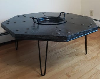 Spanish Revival Oak Coal/ Hot Ash Coffee Table