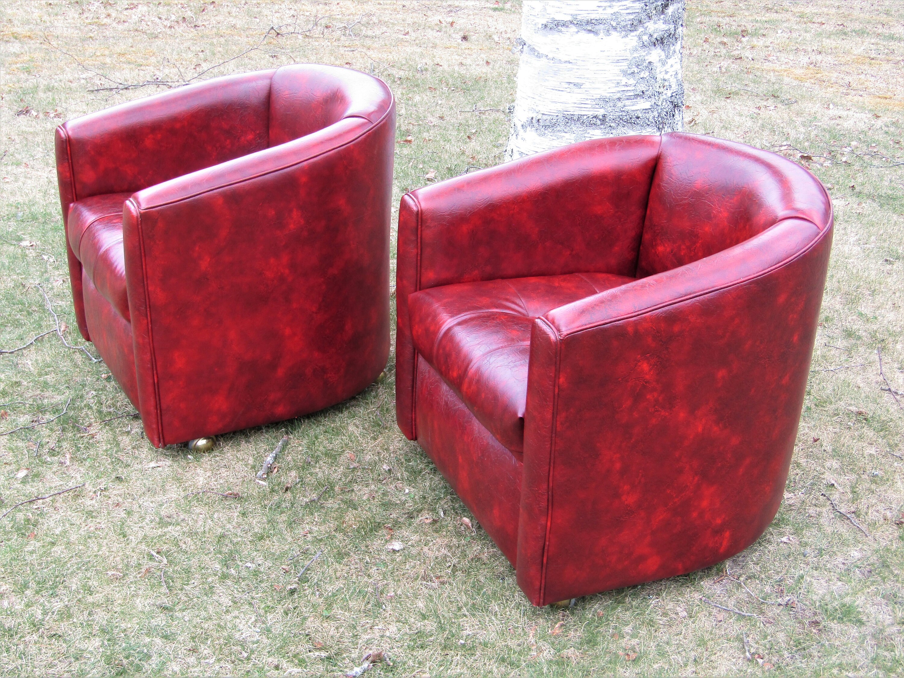 Mid Century Faux Leather Pub Club Chairs 2 Etsy