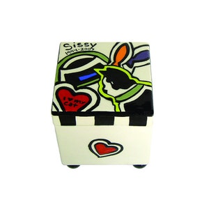 Urna de gato personalizada / Memorial de cerámica para mascotas pintado a mano / Recuerdo personalizado de cenizas de gato / Urna de cremación para gatos con un tributo caprichoso