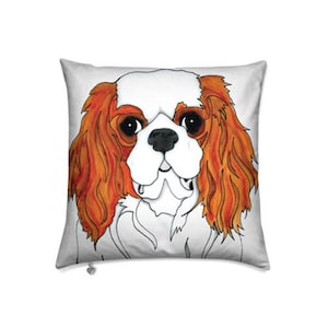 Custom dog memorial pillow with personalization. Cavalier King Charles Spaniel remembrance pillow with name and time on earth.