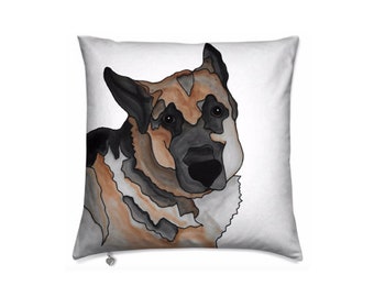 Custom dog memorial pillow with personalization. German Shepherd remembrance pillow with name and time on earth.