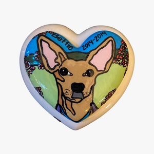 Urna de cremação para cães pintada à mão para cinzas – Urna personalizada para animais de estimação com nome e datas, Urna de cerâmica personalizada para lembrança de perda de cachorro, Presente para funeral de animal de estimação