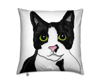 Katzengesicht-Illustrations-Kissen - kundenspezifisches Katzen-Gedenkkissen für Haustier-Verlust, personalisiertes Katzen-Kissen mit Bild, Katzen-Erinnerungsgeschenk